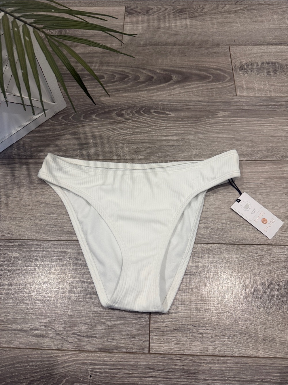 Shade & Shore White Ribbed Bikini Bottom